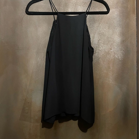 Black Lace Trim Women's lined Top - Picture 4 of 5